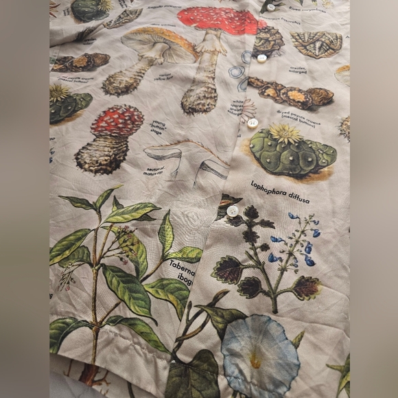 RARE Amiri Mushroom short sleeve psychedelic Button Polo Shirt 100% Silk - Picture 5 of 13